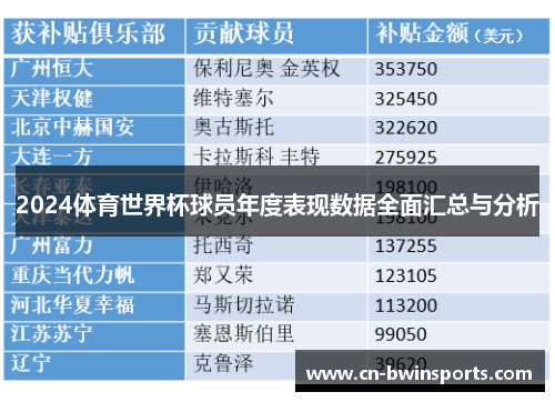 2024体育世界杯球员年度表现数据全面汇总与分析