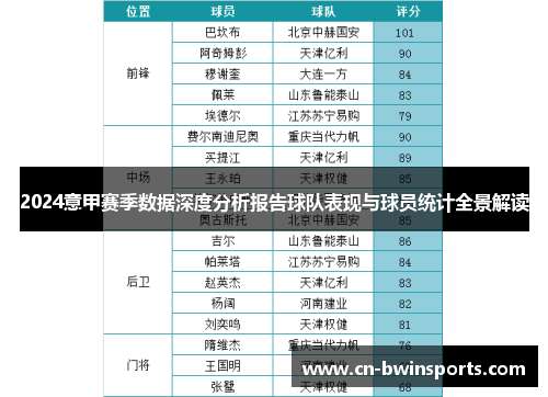 2024意甲赛季数据深度分析报告球队表现与球员统计全景解读